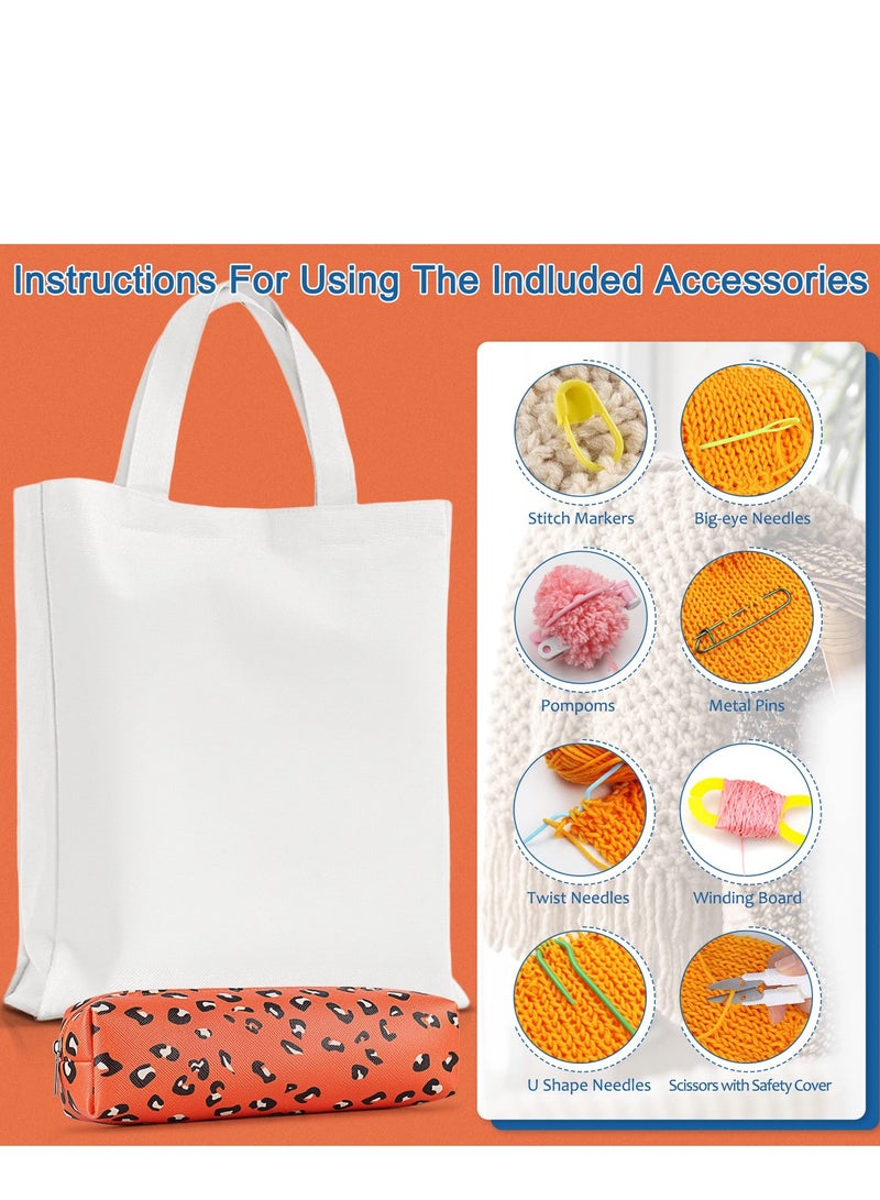 Cobest Crochet Kit Beginners - Starter Kit with 15 Colors Yarn, 71PCS Crochet Set for Kids/Adults.Crochet Kit with Cat Canvas Tote Bag, Full Crochet Accessories & Instructions - Image 4