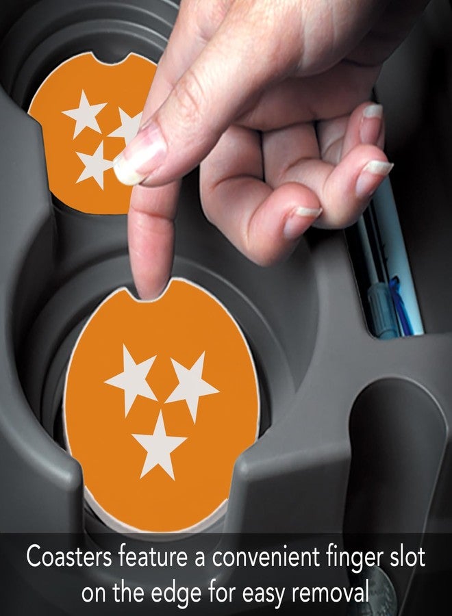 CounterArt Tennessee Tri-Star Single Absorbnent Stone Coaster for Vehicle Cup Holder 2.6” Diameter Manufactured in The USA - Image 4