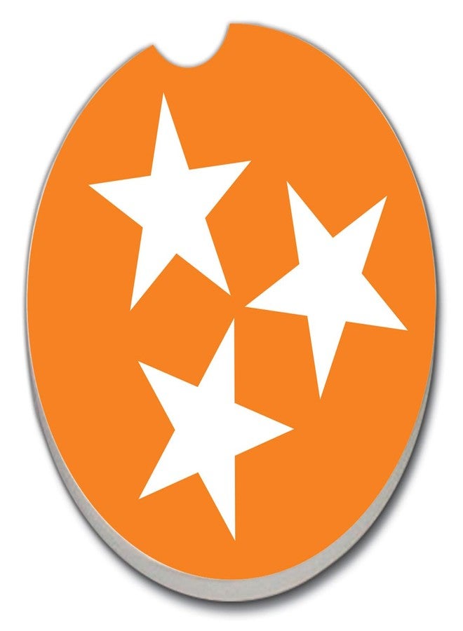 CounterArt Tennessee Tri-Star Single Absorbnent Stone Coaster for Vehicle Cup Holder 2.6” Diameter Manufactured in The USA - Image 1