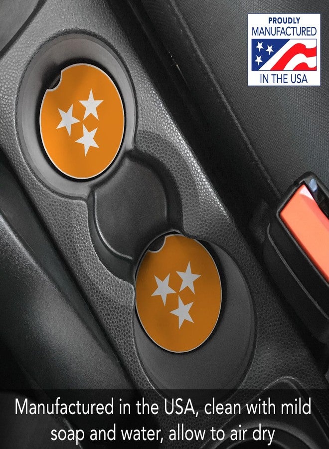 CounterArt Tennessee Tri-Star Single Absorbnent Stone Coaster for Vehicle Cup Holder 2.6” Diameter Manufactured in The USA - Image 2