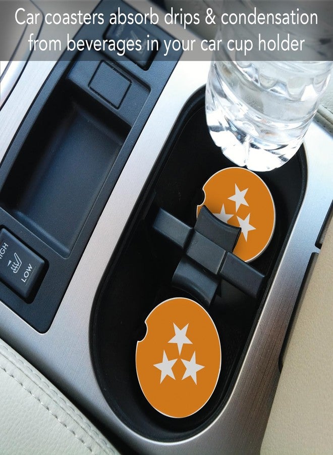 CounterArt Tennessee Tri-Star Single Absorbnent Stone Coaster for Vehicle Cup Holder 2.6” Diameter Manufactured in The USA - Image 3