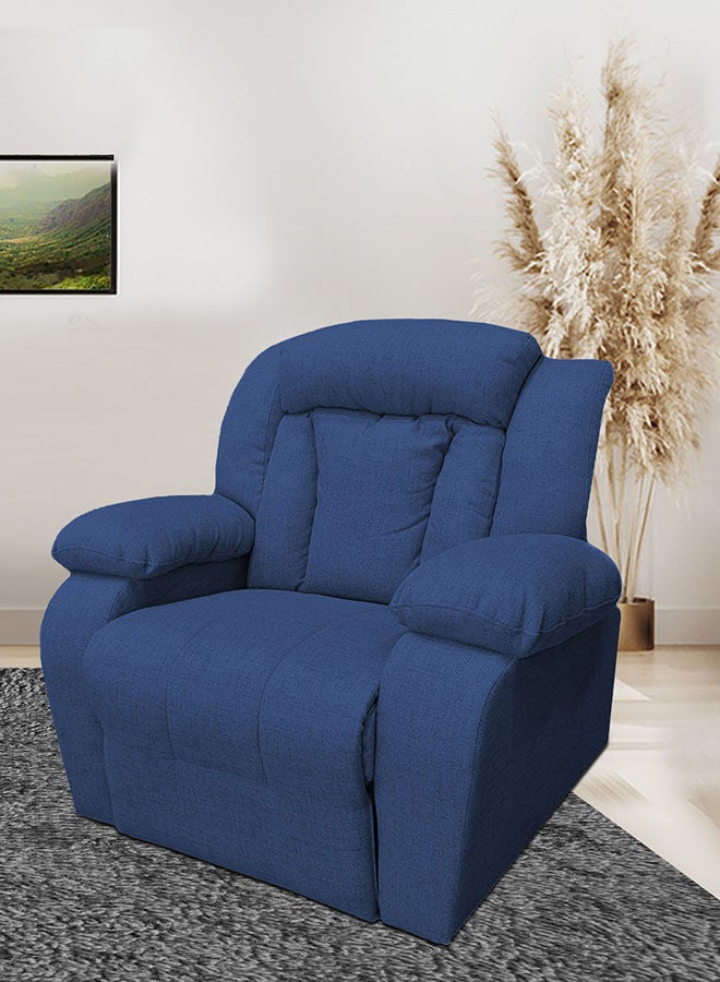 REGAL IN HOUSE Linen Upholstered Classic Recliner Chair With Bed Mode - Dark Blue - 90x100x80cm  - Image 1