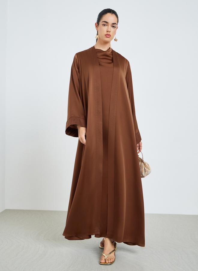 Amirah Women Front Open Abaya and Dress Modest Set - Image 3