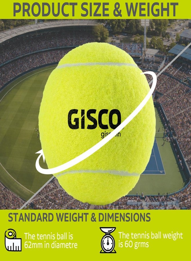 GISCO Lightweight Tennis Ball | Perfect for Recreational Sports, Cricket and Kids | Pack of 12 (Fluorescent Yellow) - Image 2