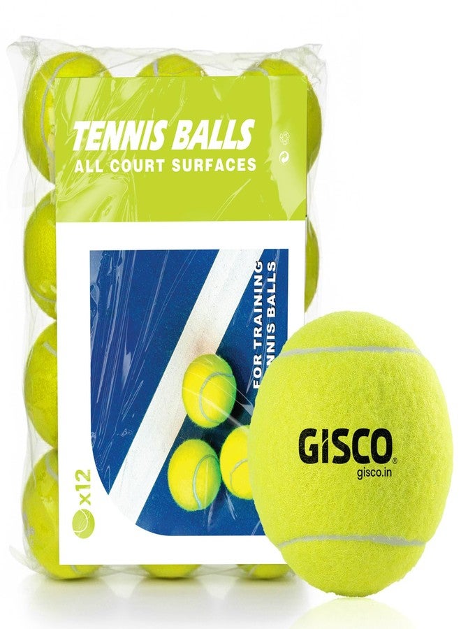 GISCO Lightweight Tennis Ball | Perfect for Recreational Sports, Cricket and Kids | Pack of 12 (Fluorescent Yellow) - Image 1