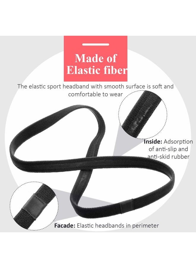 Bememo 4 Pieces Thick Non-Slip Elastic Sport Headbands Hair Headbands for Women and Men (Black) - Image 3
