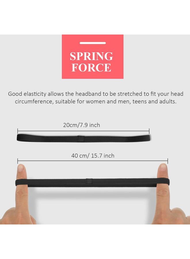 Bememo 4 Pieces Thick Non-Slip Elastic Sport Headbands Hair Headbands for Women and Men (Black) - Image 2