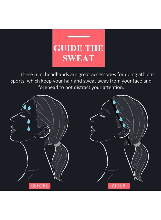 Bememo 4 Pieces Thick Non-Slip Elastic Sport Headbands Hair Headbands for Women and Men (Black) - Image 4