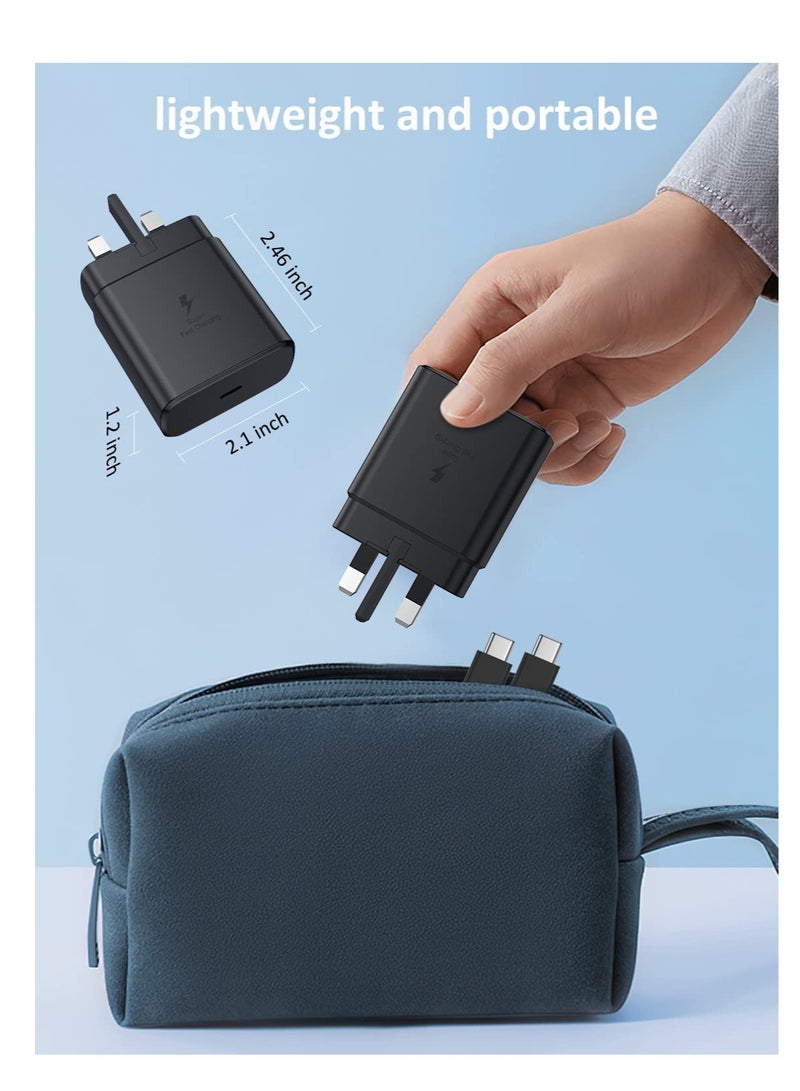 45W Type C Super Fast Charging USB C Android Charger Compatible with Samsung Galaxy S25/S24 Ultra/S24/S23+/S22/S22 Ultra/S23+/Note 10/20/S20/S21, Galaxy Tab S7/S8/S9/S10/S10 Plus, PPS Charger &  Type C Cable