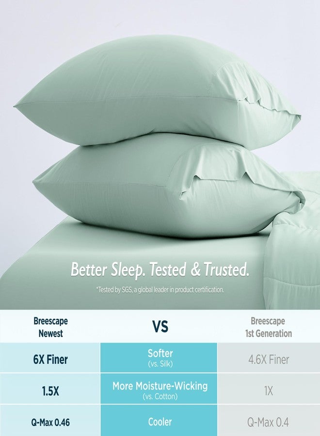 Breescape Cooling Pillow Cases Standard/Queen Size - BlendTek™ Dry & Cool Technology for Hot Sleepers and Night Sweats, 2 Pack Soft & Smooth Pillowcases for Hair & Skin Care, 20" x 30", Mint Green - Image 3