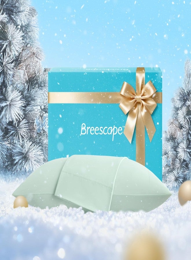 Breescape Cooling Pillow Cases Standard/Queen Size - BlendTek™ Dry & Cool Technology for Hot Sleepers and Night Sweats, 2 Pack Soft & Smooth Pillowcases for Hair & Skin Care, 20" x 30", Mint Green - Image 1