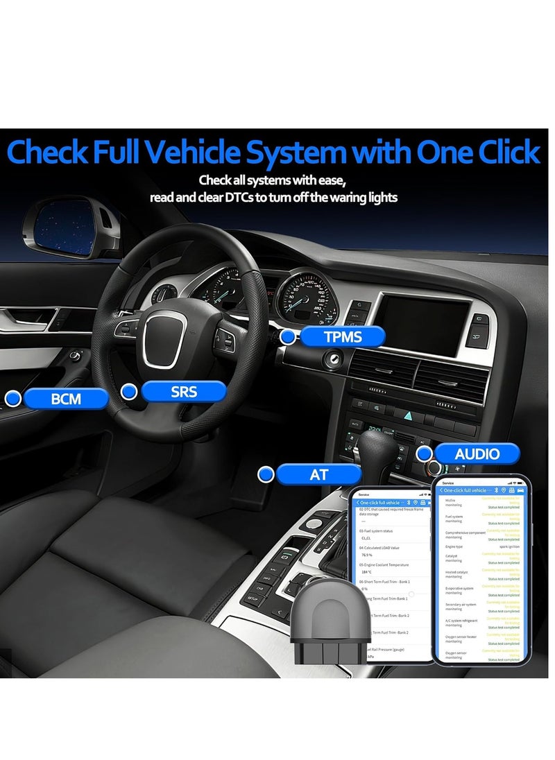 SYOSI - OBD2 Bluetooth Car Scanner Adapter, Wireless OBD II Diagnostic Scan Tools for iPhone & Android, Enhanced Vehicle Code Readers with All System Scan, Live Data, Freeze Frame, Performance Test - Image 1