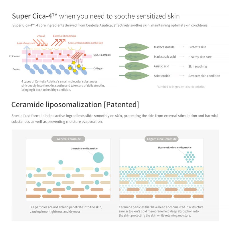 LAGOM كريم لاغوم سيلوس سينسيتيف سيكا لوشن مهدئ طبيعي مع سنتيلا سيراميد شاي أخضر غني بالتغذية العشبية لاستعادة جفاف وتهيج البشرة بلسم مهدئ لجميع أنواع البشرة 2.02 أونصة سائلة - Image 3