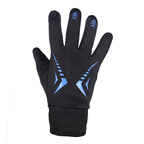 ZaySoo Outdoor Warm Velvet Touch Screen Gloves Blue Lines Design (Full Gloves, Black Blue) - Image 2