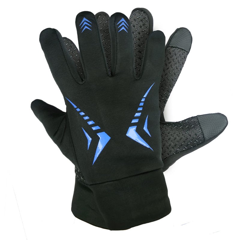 ZaySoo Outdoor Warm Velvet Touch Screen Gloves Blue Lines Design (Full Gloves, Black Blue) - Image 5