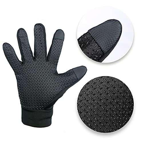 ZaySoo Outdoor Warm Velvet Touch Screen Gloves Blue Lines Design (Full Gloves, Black Blue) - Image 3