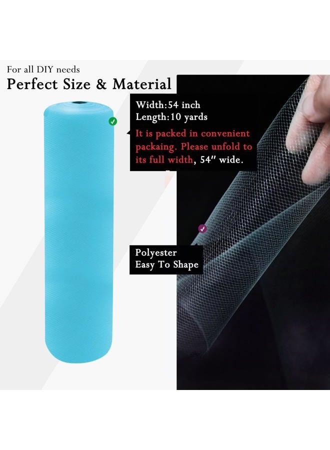 IONTACH Light Blue Tulle Fabric Rolls 54 Inch by 10 Yards Fabric Tulle Bolt for Wedding Decorations DIY Tutu Baby Shower Table Skirt Birthday Party Craft Supplies - Image 2