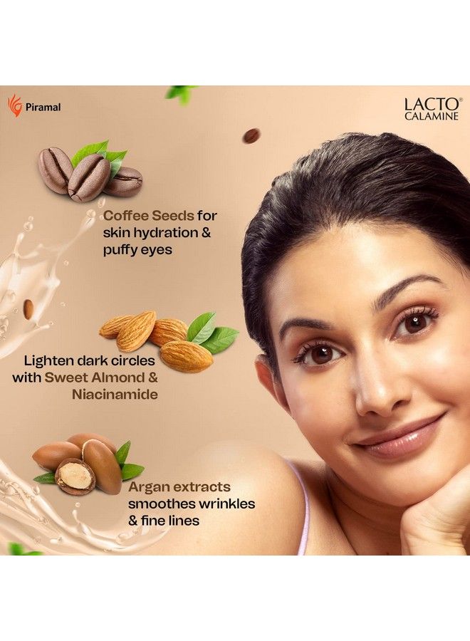 Lacto Calamine Under Eye Cream For Dark Circles Fine Lines & Puffy Eyes For Women & Men ; Cooling Massage Roller ;Enriched With Coffee Sweet Almond & Vitamin E; Dermatologically Tested; 15 G X Pack Of 2 - Image 4