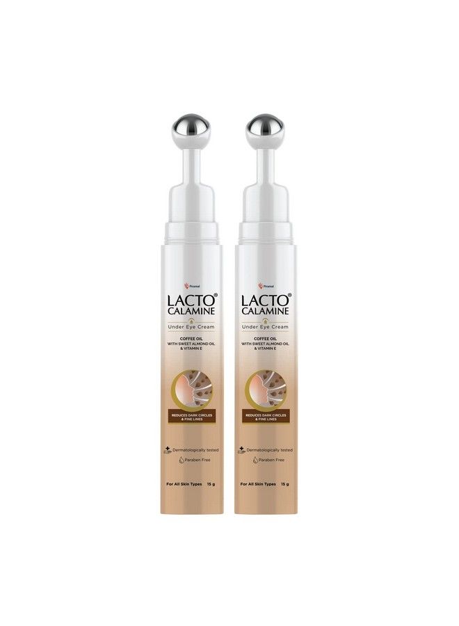 Lacto Calamine Under Eye Cream For Dark Circles Fine Lines & Puffy Eyes For Women & Men ; Cooling Massage Roller ;Enriched With Coffee Sweet Almond & Vitamin E; Dermatologically Tested; 15 G X Pack Of 2 - Image 2