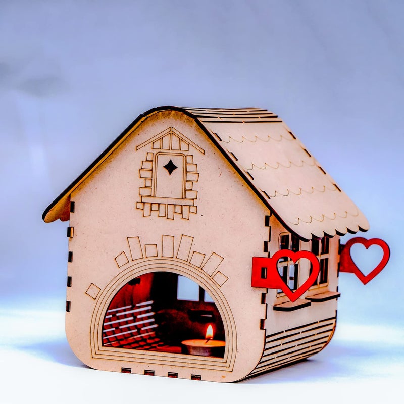 Shelzi Tealight Candle Holder Room Decoration MDF House Shaped Holder with 6 pcs Candle Decorative Showpiece Best for Diwali DiyaHome DecorGifting - Image 2