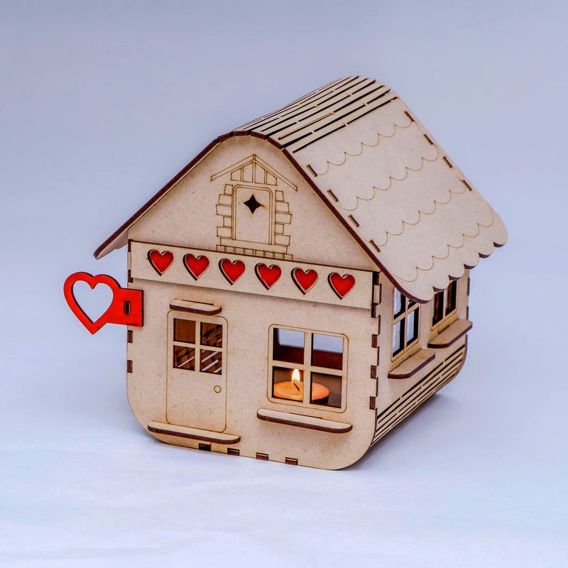 Shelzi Tealight Candle Holder Room Decoration MDF House Shaped Holder with 6 pcs Candle Decorative Showpiece Best for Diwali DiyaHome DecorGifting - Image 3