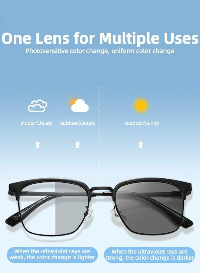 Men's Blue Light Blocking Sunglasses Anti UV and Glare Blue Light Filter Computer Glasses Rectangular Color Changing Anti Eyestrain Headache Eyewear Black - Image 3