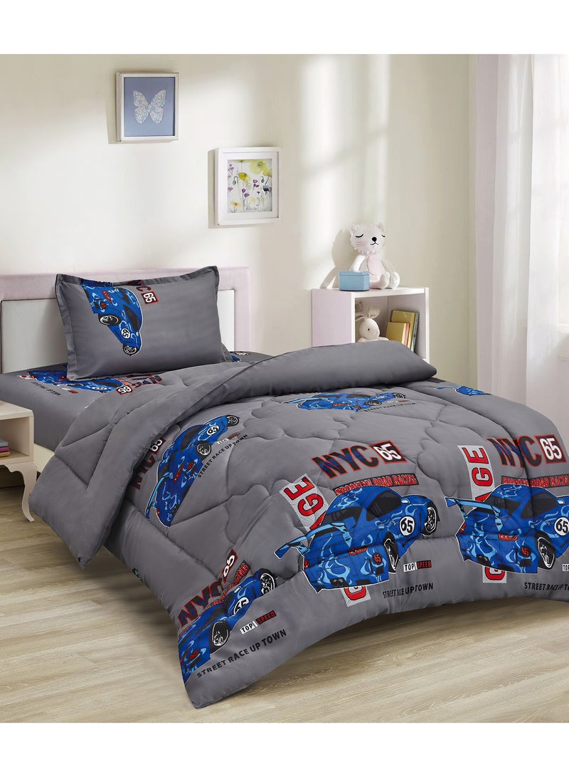 Ming Li طقم لحاف أطفال متوسط الحشو مكون من 3 قطع طقم سرير ذو وجهين مقاس مفرد 160 × 210 سم للأولاد والبنات - Image 1