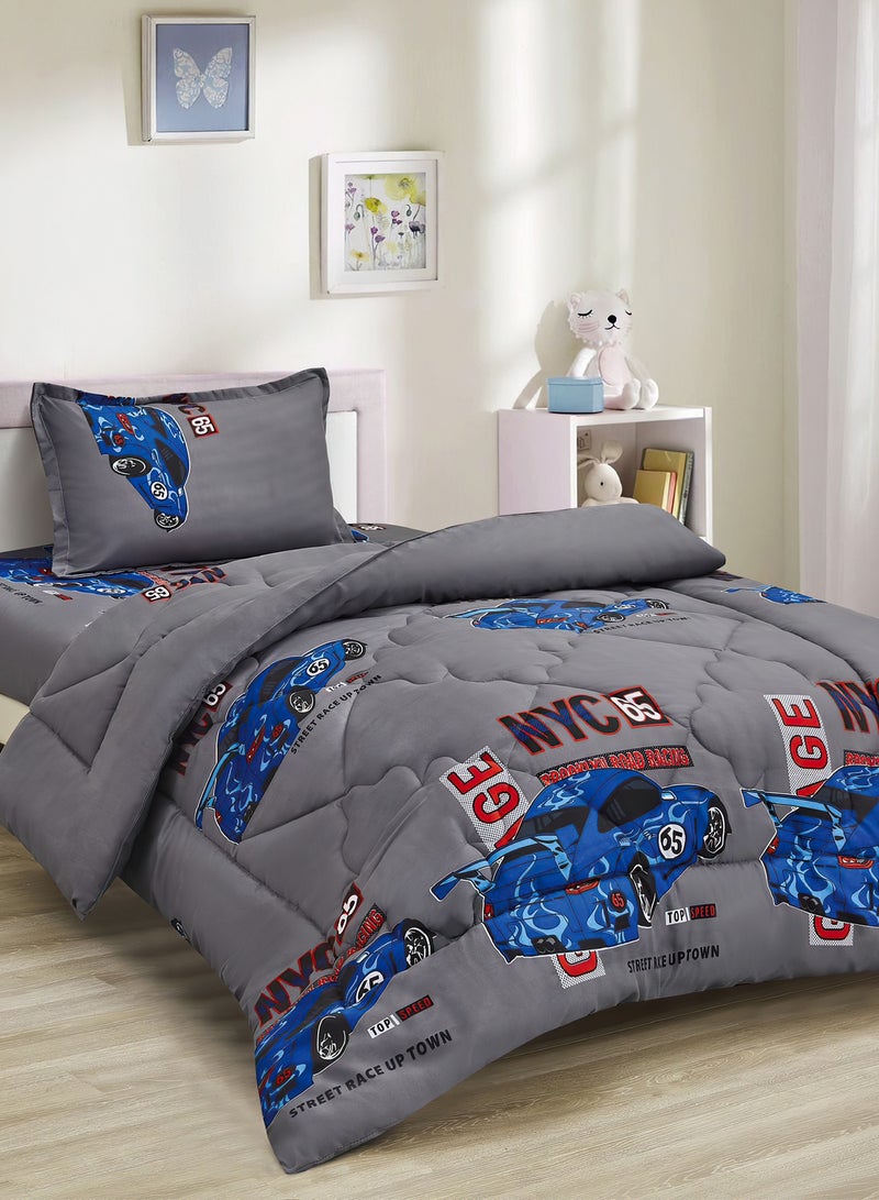 Ming Li طقم لحاف أطفال متوسط الحشو مكون من 3 قطع طقم سرير ذو وجهين مقاس مفرد 160 × 210 سم للأولاد والبنات - Image 3