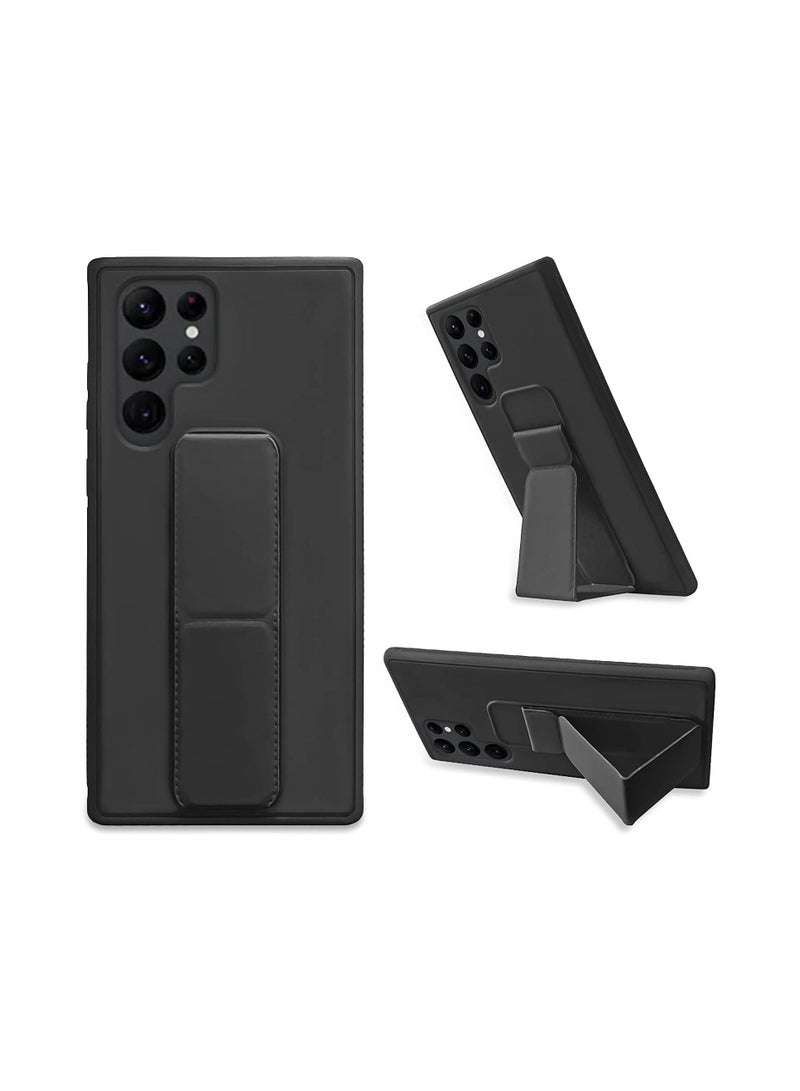 IAF Samsung Galaxy S23 Ultra Case Cover Magnetic Car Mount Kickstand & Holder, Premium Silicone Vertical & Horizontal Hand Strap and Grip with Multi Stand for Samsung Galaxy S23 Ultra (Black) - Image 1