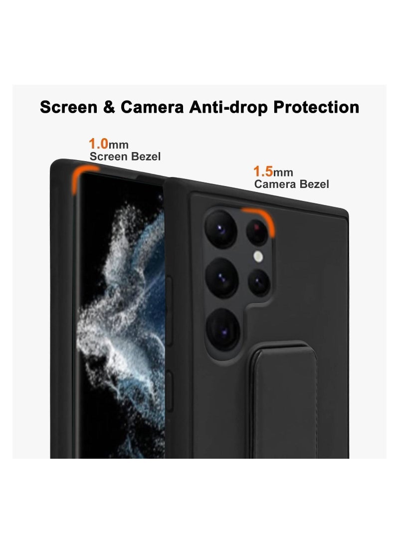 IAF Samsung Galaxy S23 Ultra Case Cover Magnetic Car Mount Kickstand & Holder, Premium Silicone Vertical & Horizontal Hand Strap and Grip with Multi Stand for Samsung Galaxy S23 Ultra (Black) - Image 2