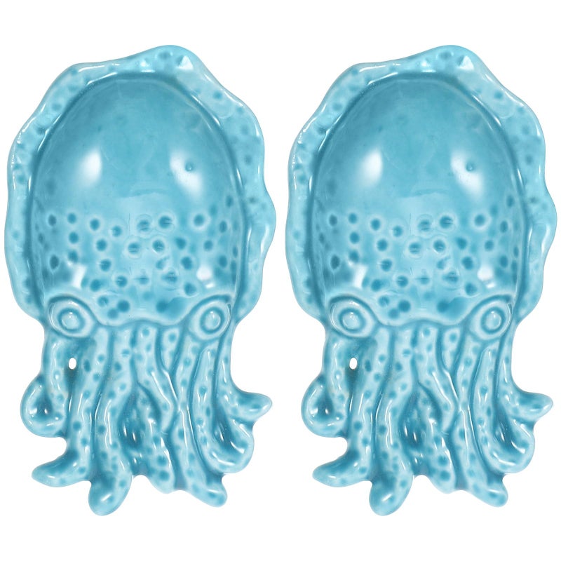 Ceramic Octopus Cabinet Knobs Blue Nautical Drawer Pulls For Wardrobe Kitchen Cupboard - Image 2