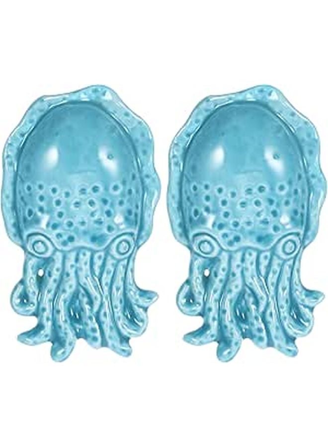 Ceramic Octopus Cabinet Knobs Blue Nautical Drawer Pulls For Wardrobe Kitchen Cupboard - Image 1