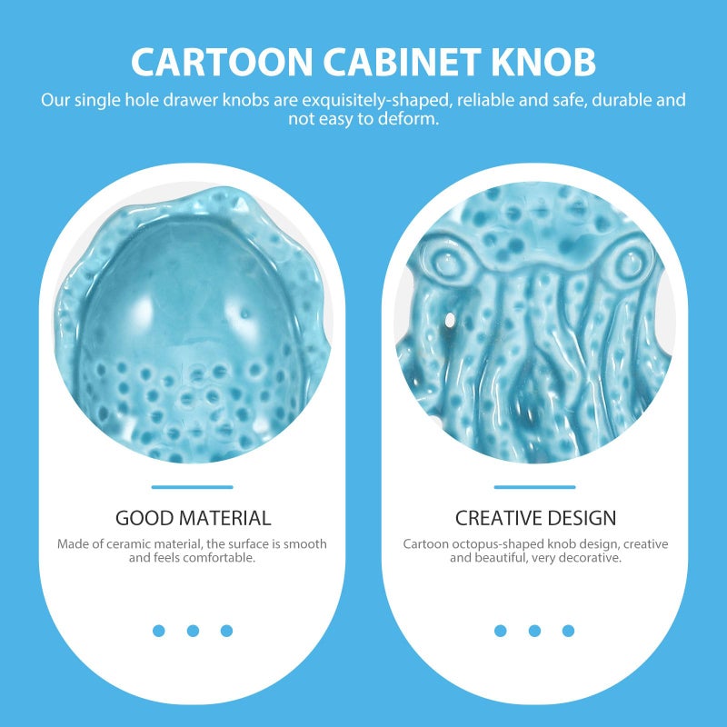 Ceramic Octopus Cabinet Knobs Blue Nautical Drawer Pulls For Wardrobe Kitchen Cupboard - Image 5
