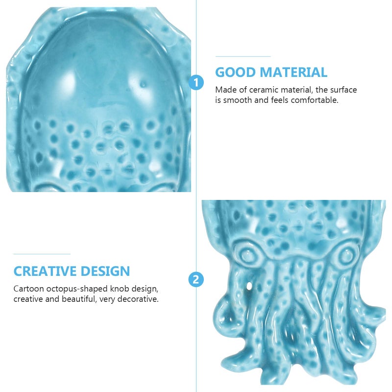Ceramic Octopus Cabinet Knobs Blue Nautical Drawer Pulls For Wardrobe Kitchen Cupboard - Image 4