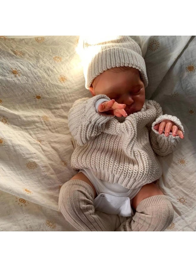 ان بي كي دمية طفلة رضيعة واقعية، رمادية فاتحة، مقاس ١٩ بوصة، مصنوعة يدويًا من السيليكون الناعم، مجموعة لعب دمية واقعية للأطفال حديثي الولادة. - Image 3