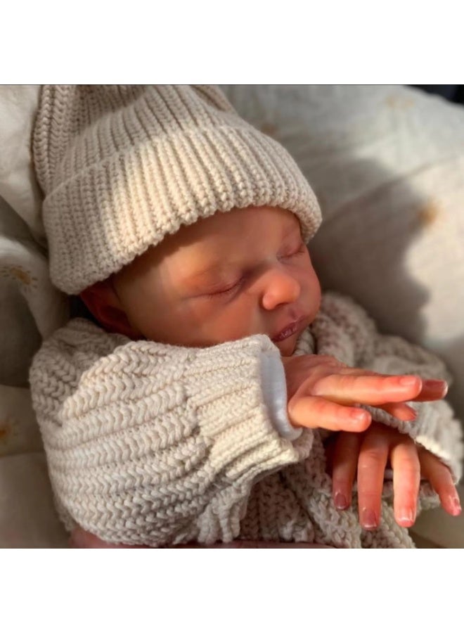 ان بي كي دمية طفلة رضيعة واقعية، رمادية فاتحة، مقاس ١٩ بوصة، مصنوعة يدويًا من السيليكون الناعم، مجموعة لعب دمية واقعية للأطفال حديثي الولادة. - Image 4