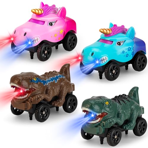 Save Unicorn Magnetic Track Cars Replacement OnlyOnly Compatible with Magnetic Car Tracks for Kids Ages 3 Flex Track Race cars Accessories Construction Building Kits for Magnet Tracks Glow in the Dark 4pack - Image 1
