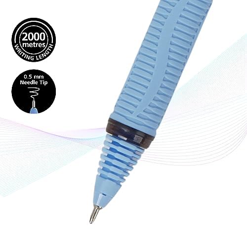 Luxor Schneider, One Hybrid Roller Ball Pen, Pack of 2, 0.5 mm Needle Tip, Ink Colour - Black, 2000 metres writing length, Cap off Time 2-3 days - Image 2