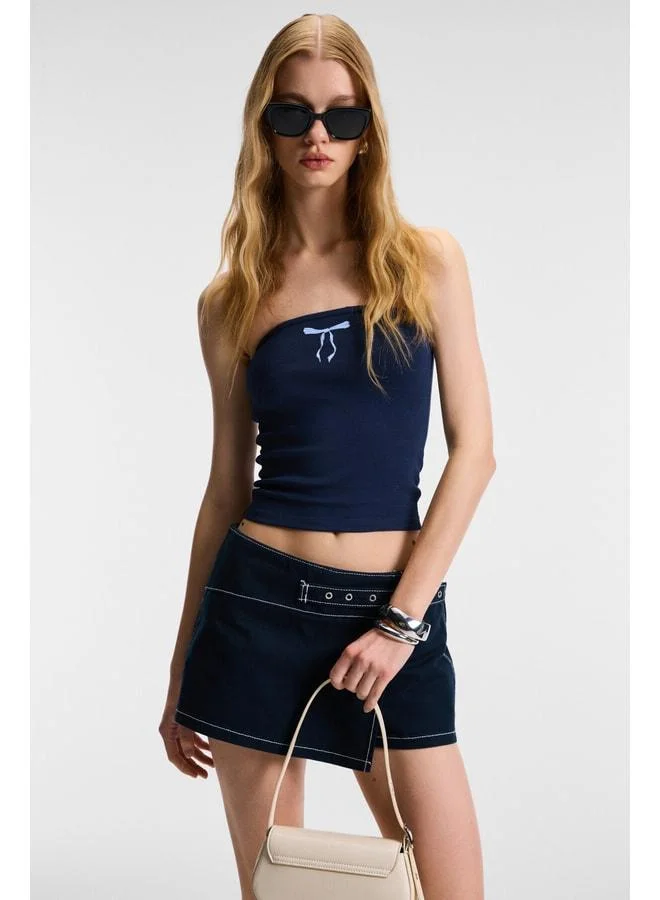 Ethiquet LUNESSA Women's Body-Hugging Silicone Elastic Strapless Navy Blue Blouse.