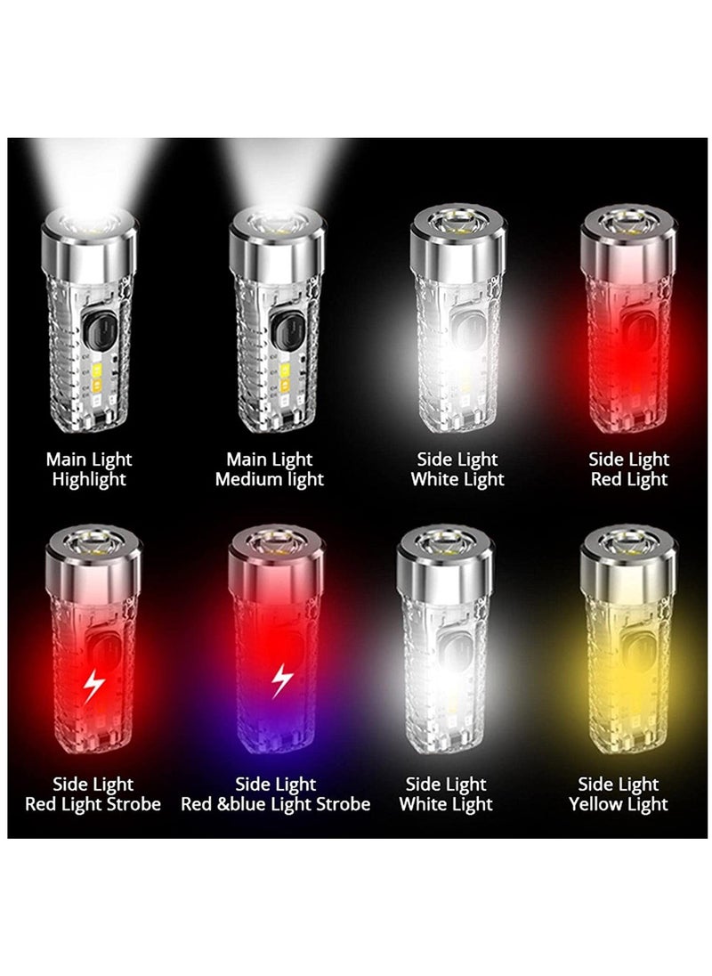 SYOSI - Keychain Flashlight, USB Pocket Flashlight, LED Fluorescence Red Blue Pocket Light for Camping Lighting with 5 Brightnesses, 3 Glows, 3 Special Flashes - Image 1