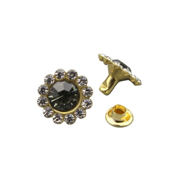 200 Green Rhinestone Rivets Sets Flower Shape DIY Crafts - Image 2