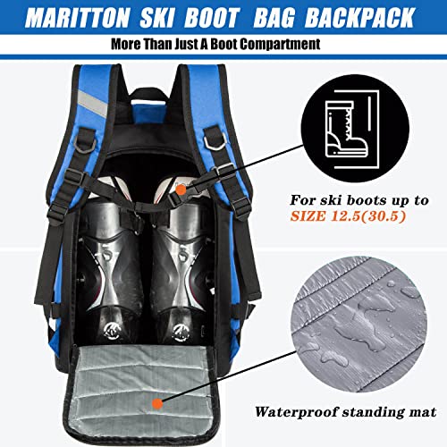 MARITTON Ski Boot Bag - Boot Travel Backpack for Snowboard & Ski Boots, Helmet, Goggles, Gloves & Accessories (Blue) - Image 5