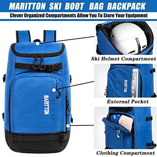 MARITTON Ski Boot Bag - Boot Travel Backpack for Snowboard & Ski Boots, Helmet, Goggles, Gloves & Accessories (Blue) - Image 4