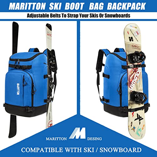 MARITTON Ski Boot Bag - Boot Travel Backpack for Snowboard & Ski Boots, Helmet, Goggles, Gloves & Accessories (Blue) - Image 2