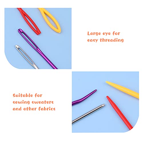 Bupete Plastic Large Eye Sewing Needles, Large-Eye Blunt Needles, Bent Tapestry Needles, Yarn Needles Crafting Knitting Stringing Needles with Storage Box and Needle Threader for Knitting Crochet - Image 3