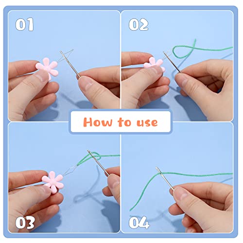 Bupete Plastic Large Eye Sewing Needles, Large-Eye Blunt Needles, Bent Tapestry Needles, Yarn Needles Crafting Knitting Stringing Needles with Storage Box and Needle Threader for Knitting Crochet - Image 4