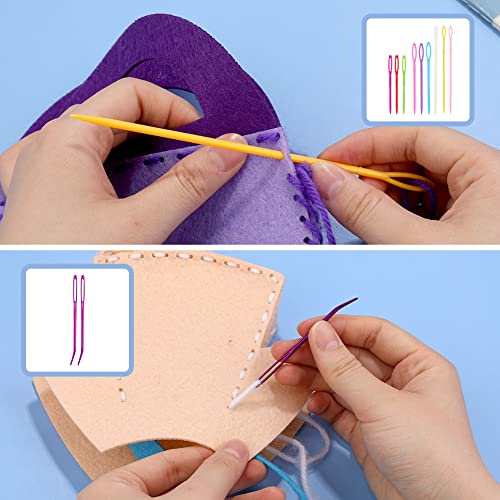 Bupete Plastic Large Eye Sewing Needles, Large-Eye Blunt Needles, Bent Tapestry Needles, Yarn Needles Crafting Knitting Stringing Needles with Storage Box and Needle Threader for Knitting Crochet - Image 5