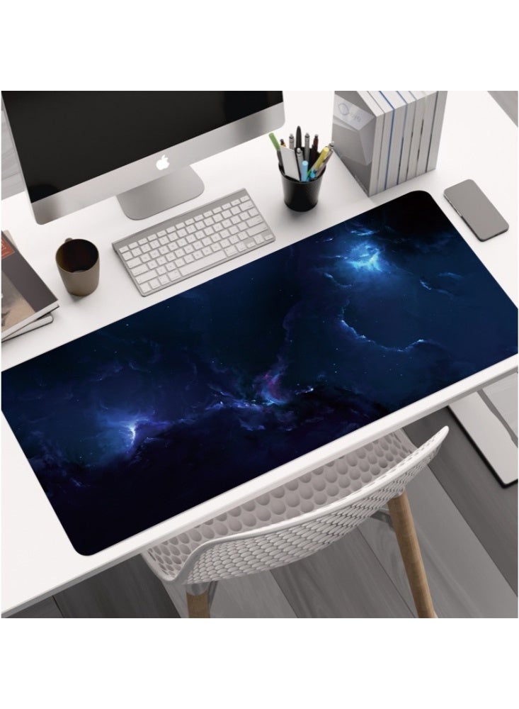 900x400x2mm Large Gaming Mouse Pad Stitched Edges Extended Mousepad Smooth Cloth Surface Non-Slip Rubber Base Waterproof Anime Extended Comfortable Mouse Mat Desk Pad Spill-Resistant Desk Pad for Keyboard and Mouse Blue(Night Sky)  - Image 1