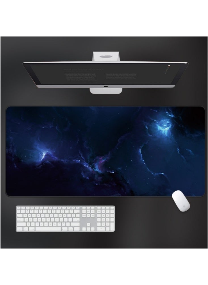 900x400x2mm Large Gaming Mouse Pad Stitched Edges Extended Mousepad Smooth Cloth Surface Non-Slip Rubber Base Waterproof Anime Extended Comfortable Mouse Mat Desk Pad Spill-Resistant Desk Pad for Keyboard and Mouse Blue(Night Sky)  - Image 2