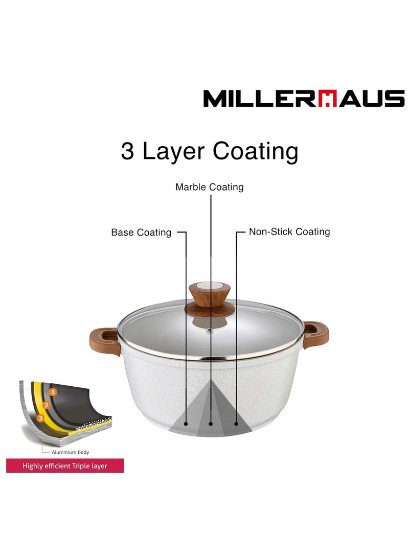 MILLERHAUS Millerhaus Casserole Ø30X12.5Cm Cast Alu Induction With Glass Lid , High-Quality Non-Stick Coating Compatibility Safe Cooking Pot  - Image 4